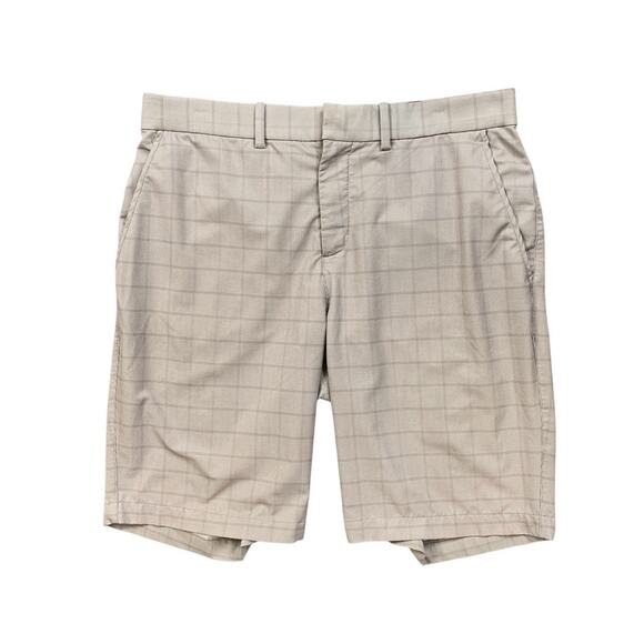 Nike Shorts Mens 34 White Parchment Golf DriFit Hybrid Plaid Performance Stretch - Picture 1 of 14